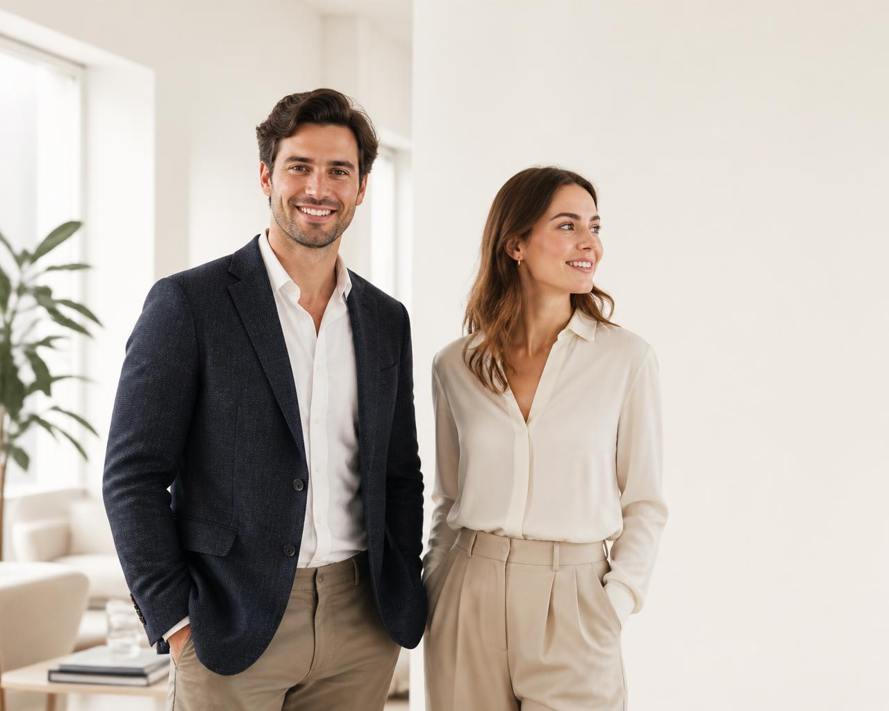 Twee senior TIMA Labs consultants in smart casual kleding, klaar om uw transformatie te begeleiden